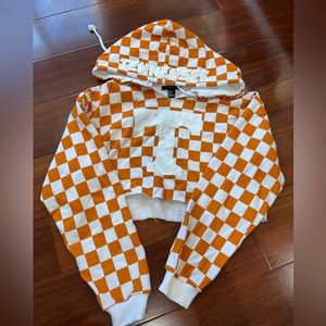 size small checkered cropped hoodie university of tennessee knoxville custom